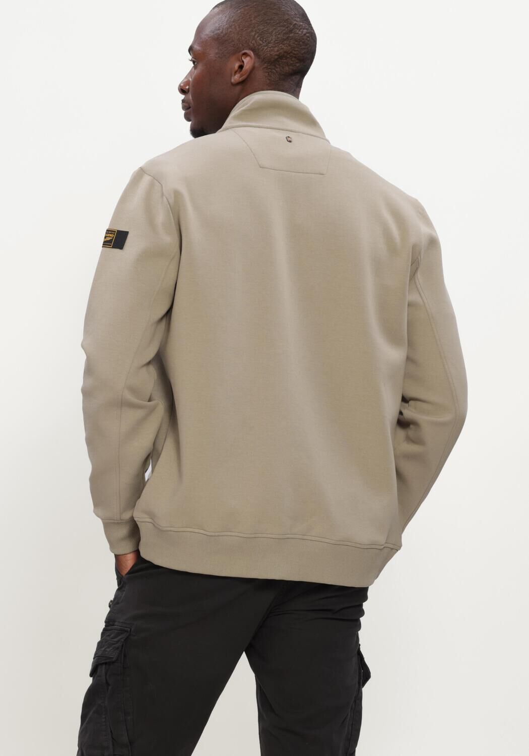 Beige PME LEGEND Pullover ZIP JACKET INTERLOCK SWEAT - large