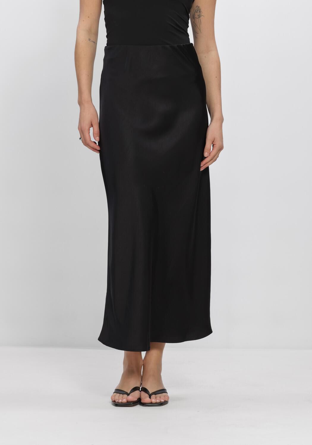Schwarze NEO NOIR Maxirock VICKY HEAVY SATEEN SKIRT - large
