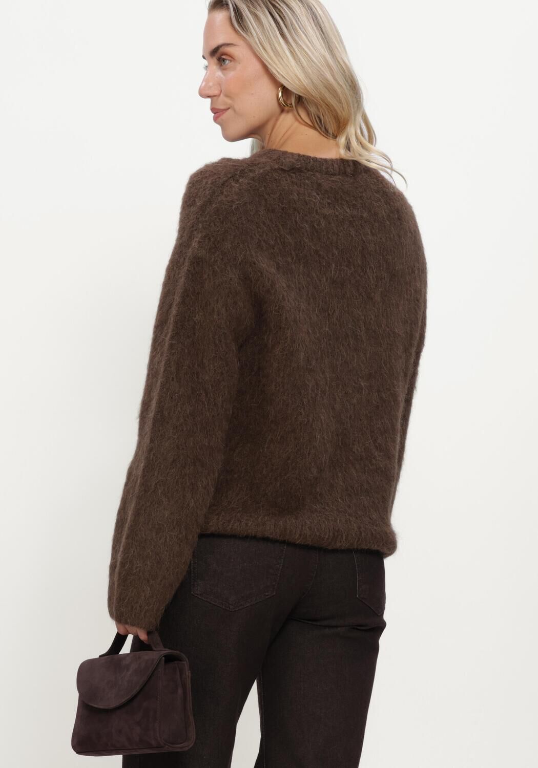 Braune OBJECT Pullover OBJHARRY L/S LO KNIT PULLOVER NOOS - large