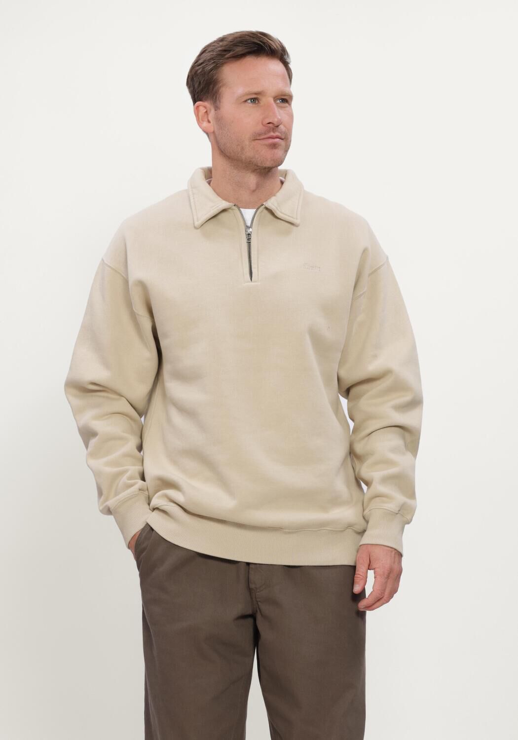 Khaki FOR&Eacute;T Pullover HOOK HALF ZIP - large