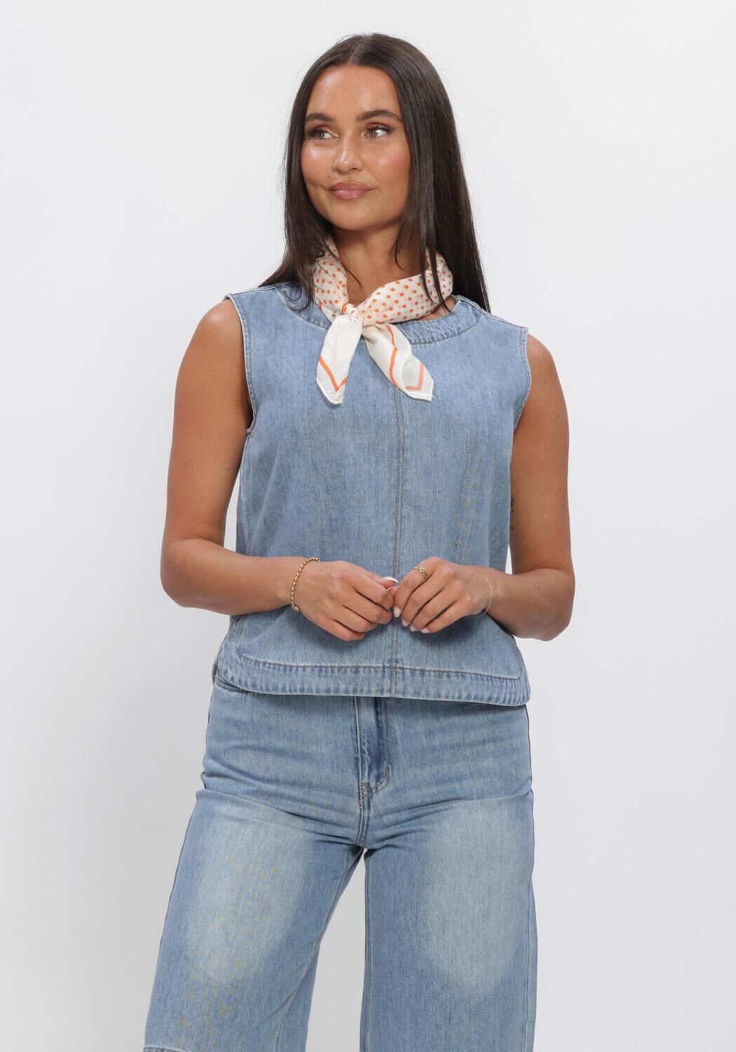 Blaue OBJECT Top OBJROSIE S/L LO DENIM TOP - large