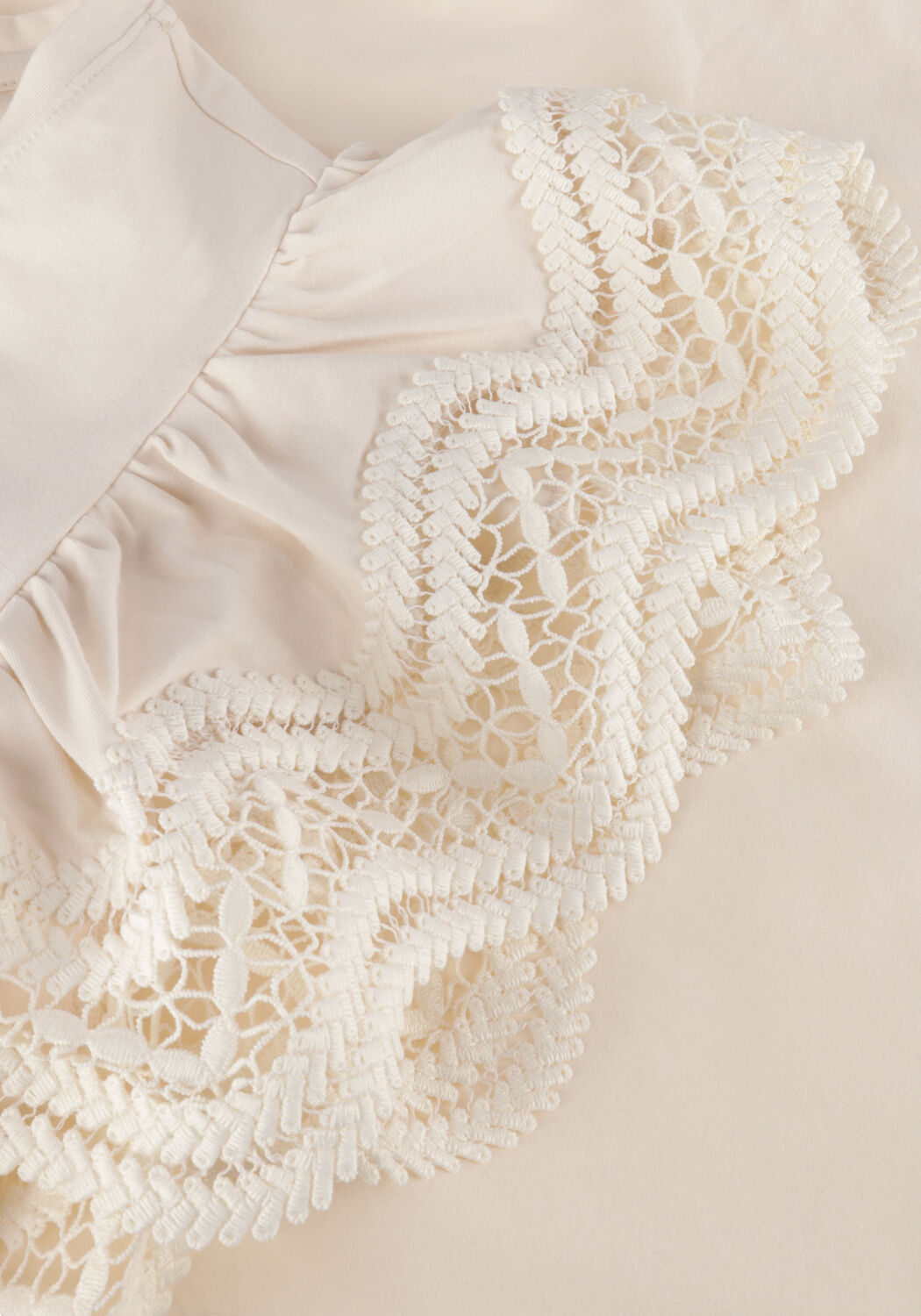 Nicht-gerade weiss SUMMUM T-shirt JERSEY TOP TEE WITH LACE - large