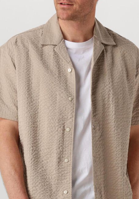 Beige SELECTED HOMME Casual-Oberhemd SLHRELAXED-ACE SEERSUCKER SS SHIRT - large