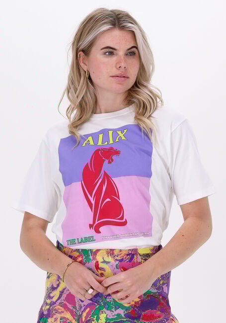 Weiße ALIX THE LABEL T-shirt KNITTED PASTEL PANTER T-SHIRT - large