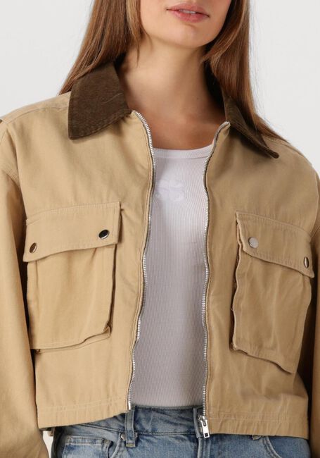 Camelfarbene NEO NOIR Lederjack RIVERA CANVAS BOXY JACKET - large