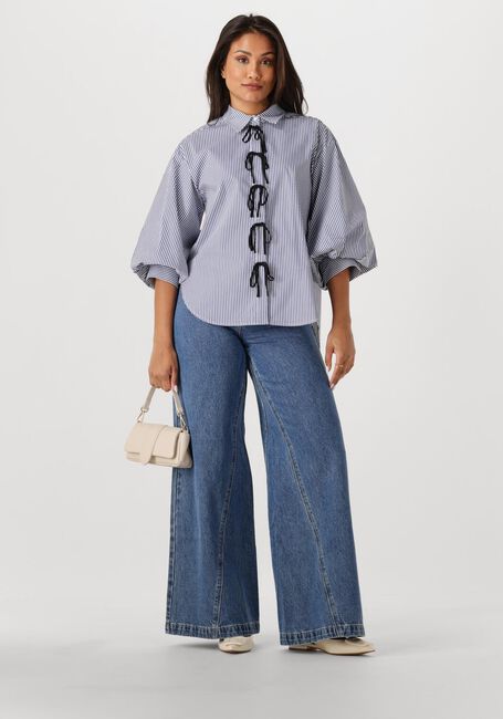 Blaue JANSEN AMSTERDAM Blusen LOIS BLOUSE CSB 798 BOWSTRAPS 3/4 SLEEVE WIDE FIT - large