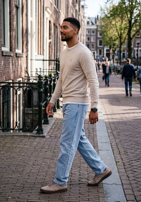 Beige BUTCHER OF BLUE Pullover CLIFDEN CREW - large