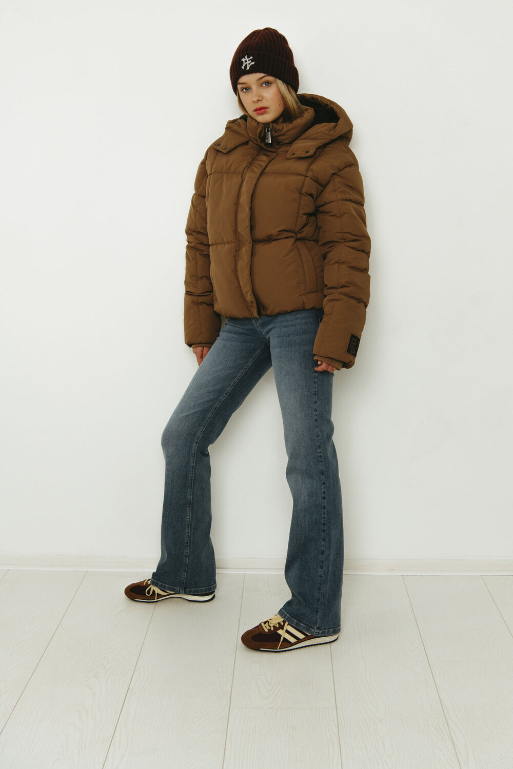 Braune FRANKIE & LIBERTY Wattierte Jack TRINITY OVERSIZED PUFFER - large