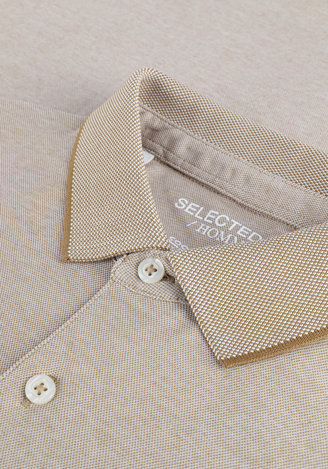 Beige SELECTED MEN Polo-Shirt SLHLEROY COOLMAX SS POLO B NOO - large