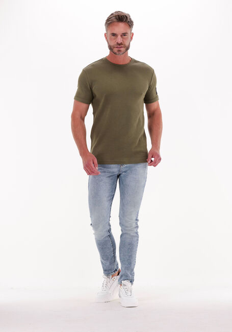 Olive CALVIN KLEIN T-shirt MONOGRAM BADGE WAFFLE SS TEE - large