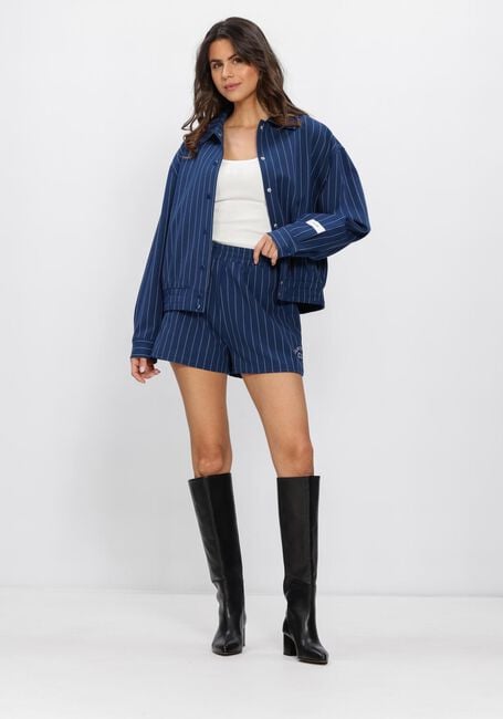 Blaue ALIX THE LABEL Jack LADIES WOVEN CLEAN STRIPED BOMBER - large