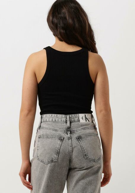 Schwarze CALVIN KLEIN Top VARIEGATED RIB WOVEN TAB TANK - large