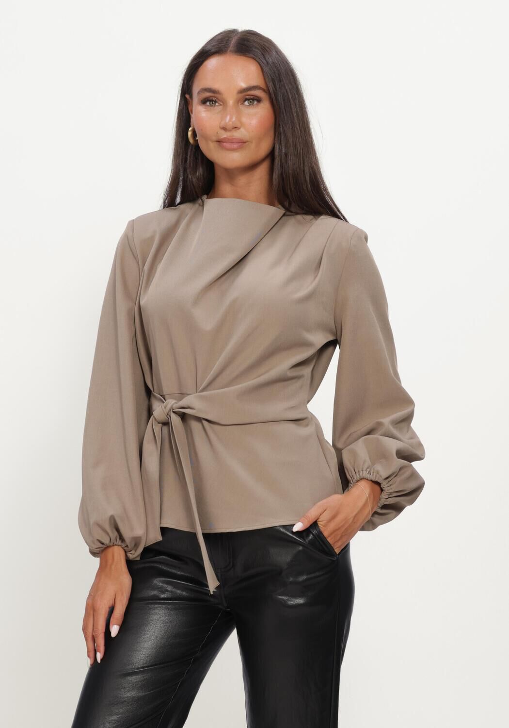 Taupe CO'COUTURE Blusen LUNACC TIE BLOUSE - large