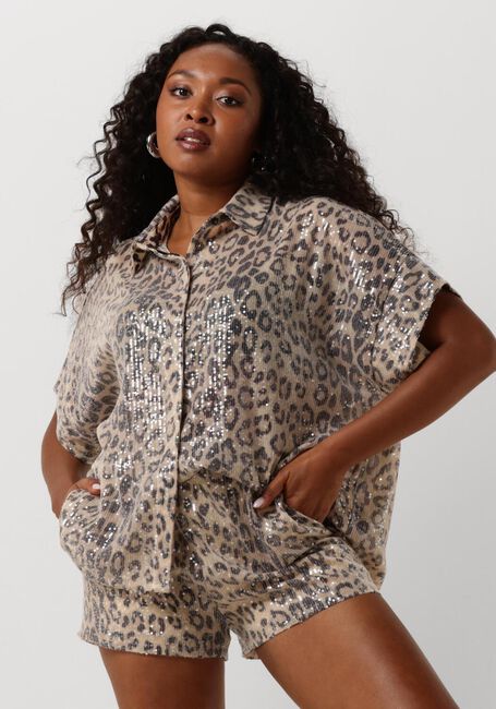 Braune ALIX THE LABEL Blusen LADIES WOVEN ANIMAL SEQUIN OVERSIZED BLOUSE - large