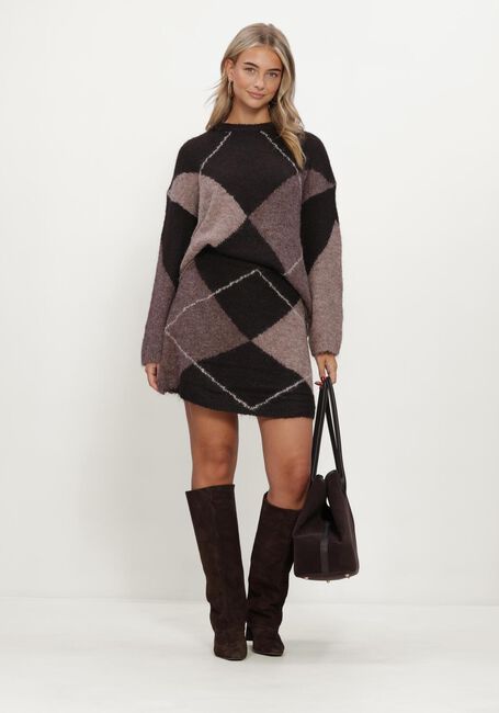 Braune NEO NOIR Pullover INGA CHECK FLUFF KNIT BLOUSE - large