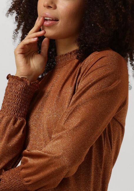 Braune SUMMUM Pullover SMOCKED TOP FINE LUREX JERSEY - large