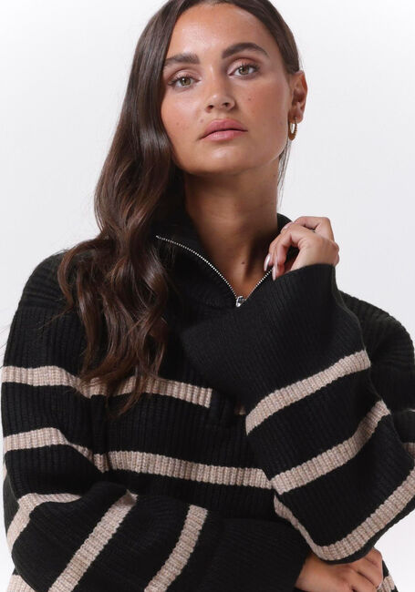 Schwarze NEO NOIR Pullover NEVENA STRIPE KNIT BLOUSE - large
