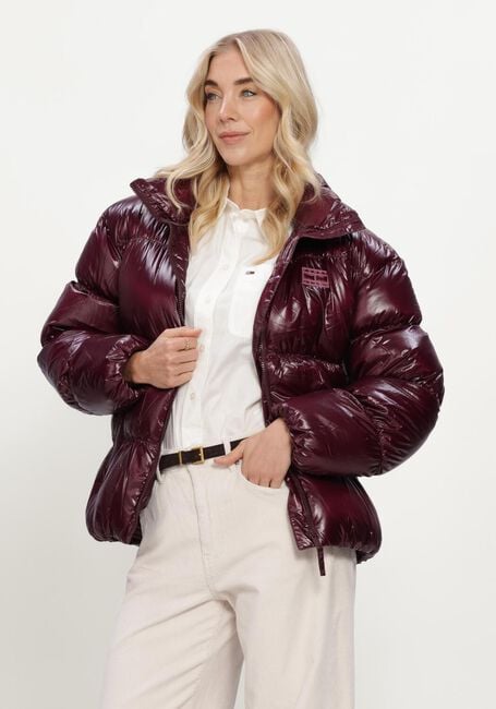 Bordeaux TOMMY JEANS Wattierte Jack TJW HIGH NECK SHINY PUFFER DOWN - large