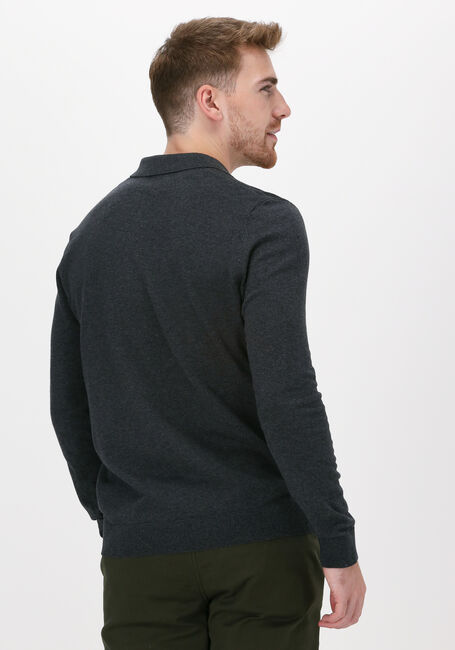 Graue SELECTED HOMME Polo-Shirt SLHBERG LS KNIT POLO NECK B NO - large