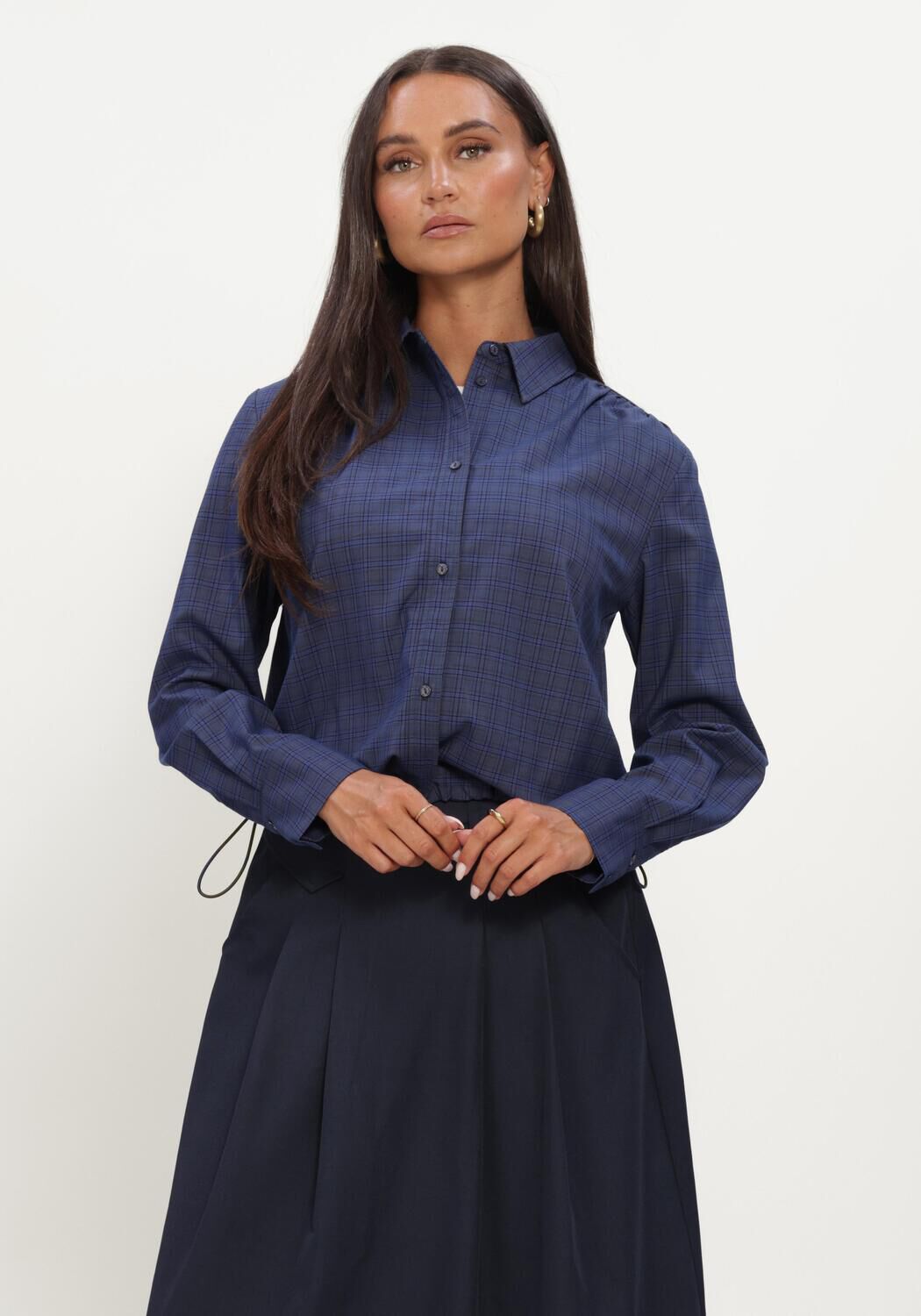 Blaue CO'COUTURE Blusen DAXTERCC CHECK PLEAT SHIRT - large