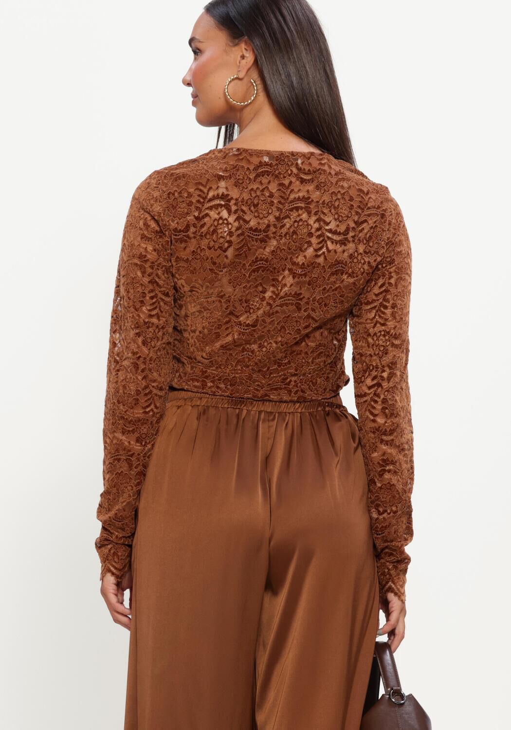 Braune NUKUS Top WIES TOP LACE - large
