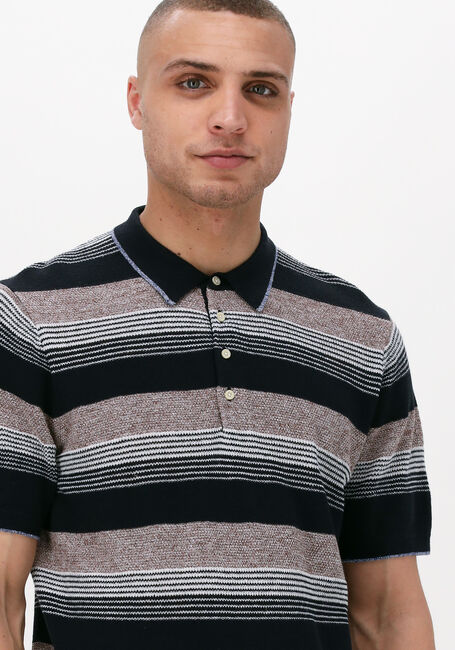 Schwarze SCOTCH & SODA Polo-Shirt KNITTED STRUCTURED LINEN-BLEND POLO - large
