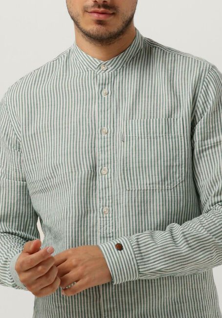 Minze CAST IRON T-shirt LONG SLEEVE SHIRT CO LI DOBBY STRIPE - large