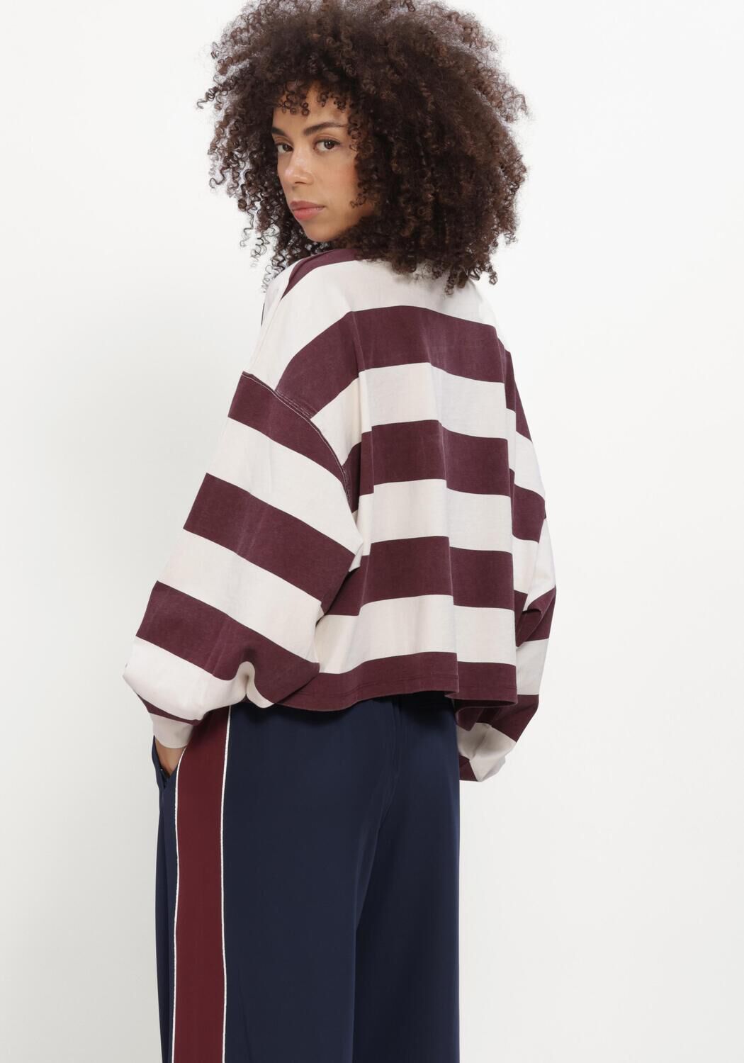 Bordeaux CATWALK JUNKIE Top OVERSIZED STRIPED LONG SLEEVE - large