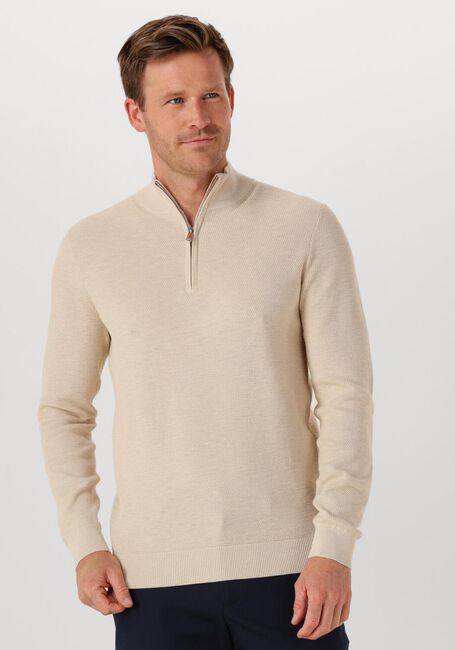 Beige PROFUOMO Pullover PULLOVER HALF ZIP TWINKLE SLUB - large