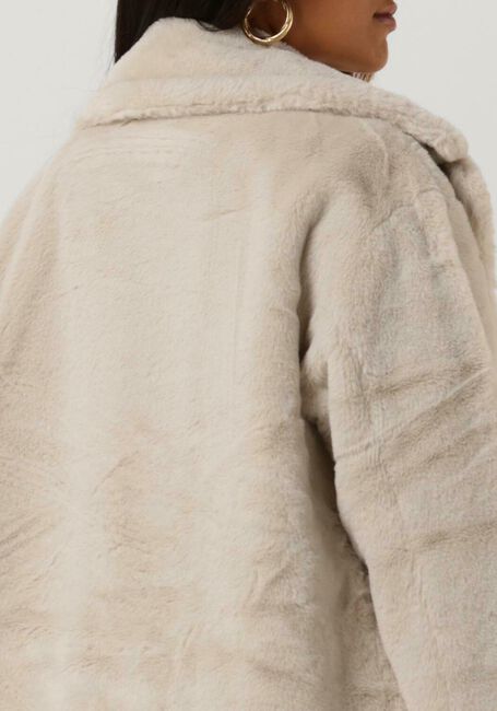 Ecru NOTRE-V Fake-Fur-Jack FUR LONG COAT - large