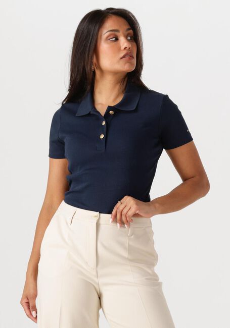 Dunkelblau TOMMY HILFIGER T-shirt SLIM GOLD BUTTON POLO SS - large