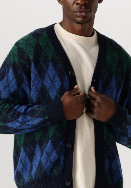 Dunkelblau SELECTED HOMME Strickjacke SLHRAI LS KNIT RELAXED ARGYLE CARDIGAN - large