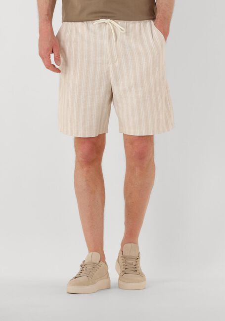 Beige SHIWI Kurze Hose MEN LEWIS LINEN SHORTS YAM DYE STRIPES - large