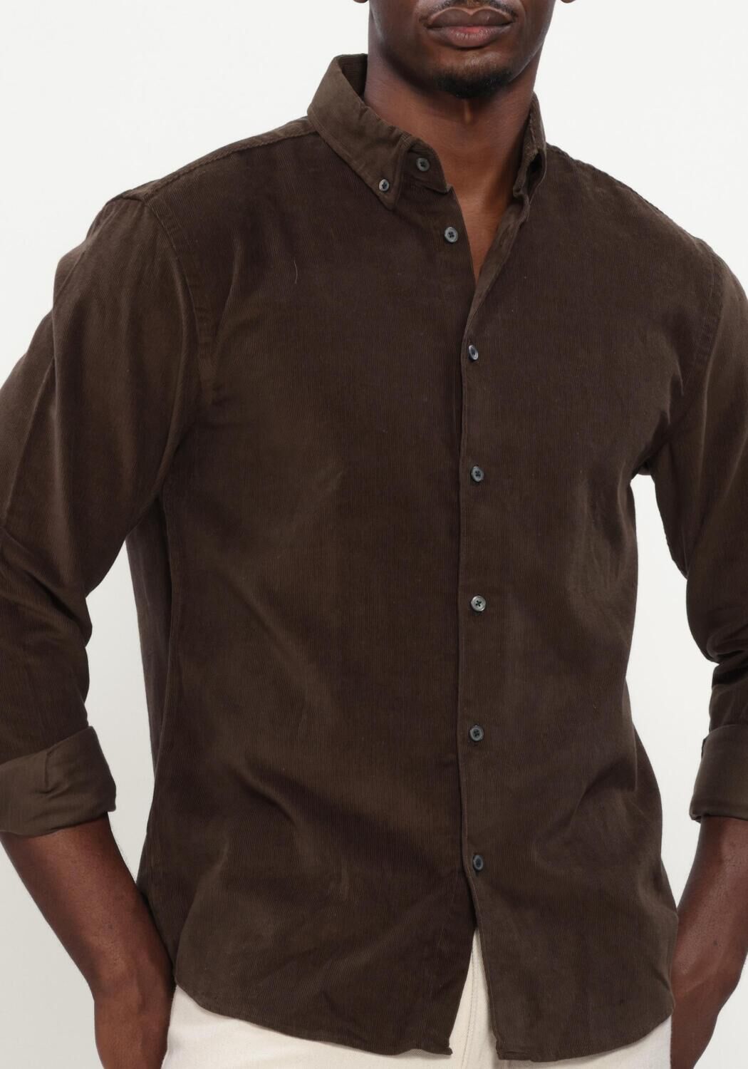 Braune SELECTED MEN Casual-Oberhemd SLMREGCOLE DANNI CORD BD LS SHIRT - large