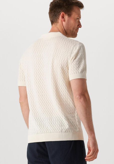 Ecru SELECTED HOMME Polo-Shirt SHLINO SS KNIT CROCHET OPEN POLO - large