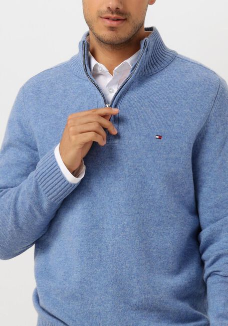 Hellblau TOMMY HILFIGER Pullover LAMBSWOOL ZIP MOCK - large