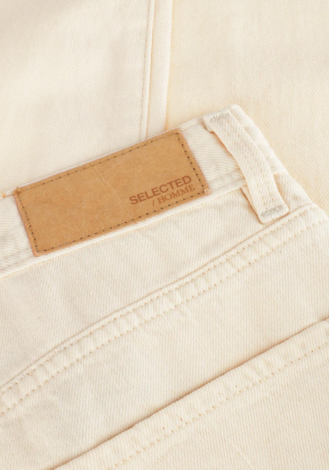 Ecru SELECTED MEN Straight leg jeans SLH180-RELAXCROP 5422 ECRU HEMP - large