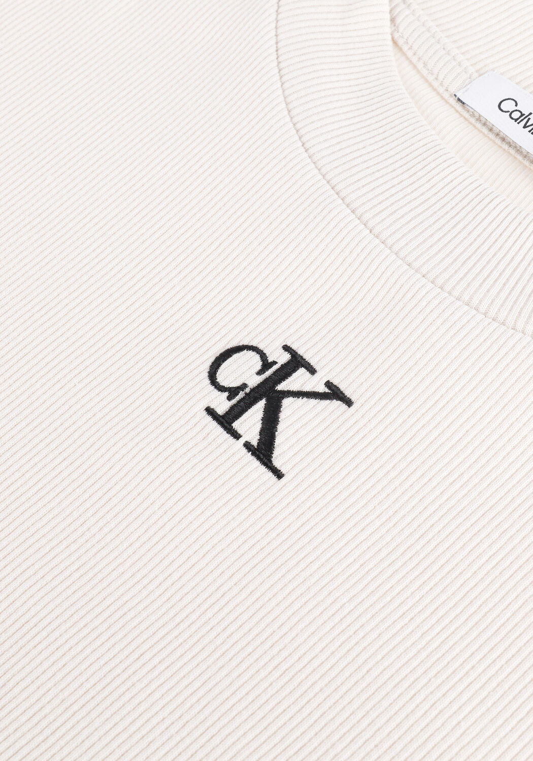Nicht-gerade weiss CALVIN KLEIN T-shirt CK RIB CROPPED SLIM TEE - large