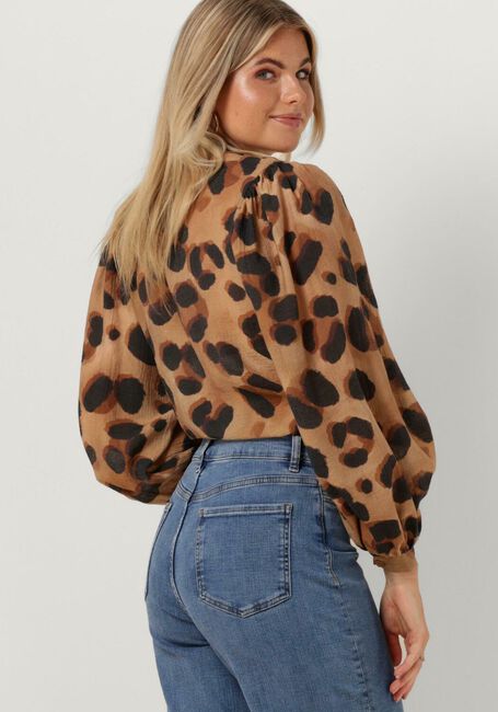 Camelfarbene BY-BAR Blusen RIKKI LS CHEETA BLOUSE - large
