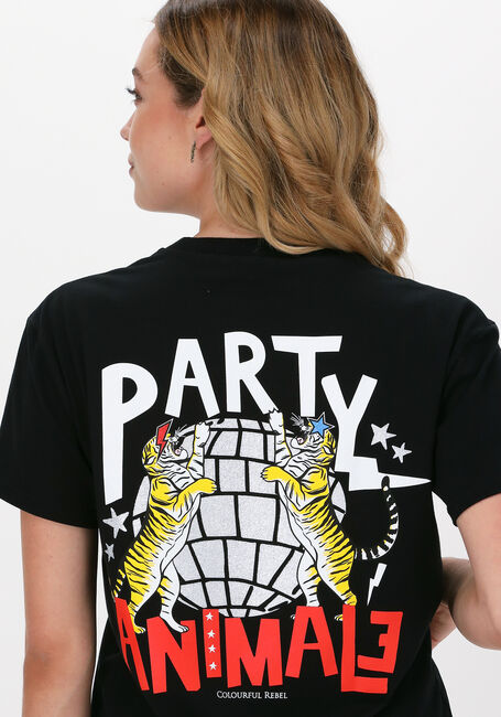 Schwarze COLOURFUL REBEL T-shirt PARTY ANIMAL GLITTER LOOSE FIT - large
