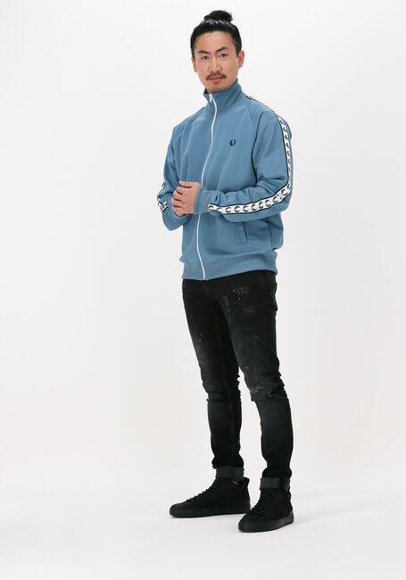 Blaue FRED PERRY Strickjacke TAPED TRACK JACKET - large