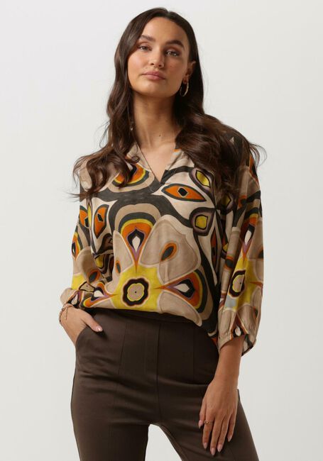 Mehrfarbige/Bunte SUMMUM Blusen TOP V NECK BOLD FLOWER - large
