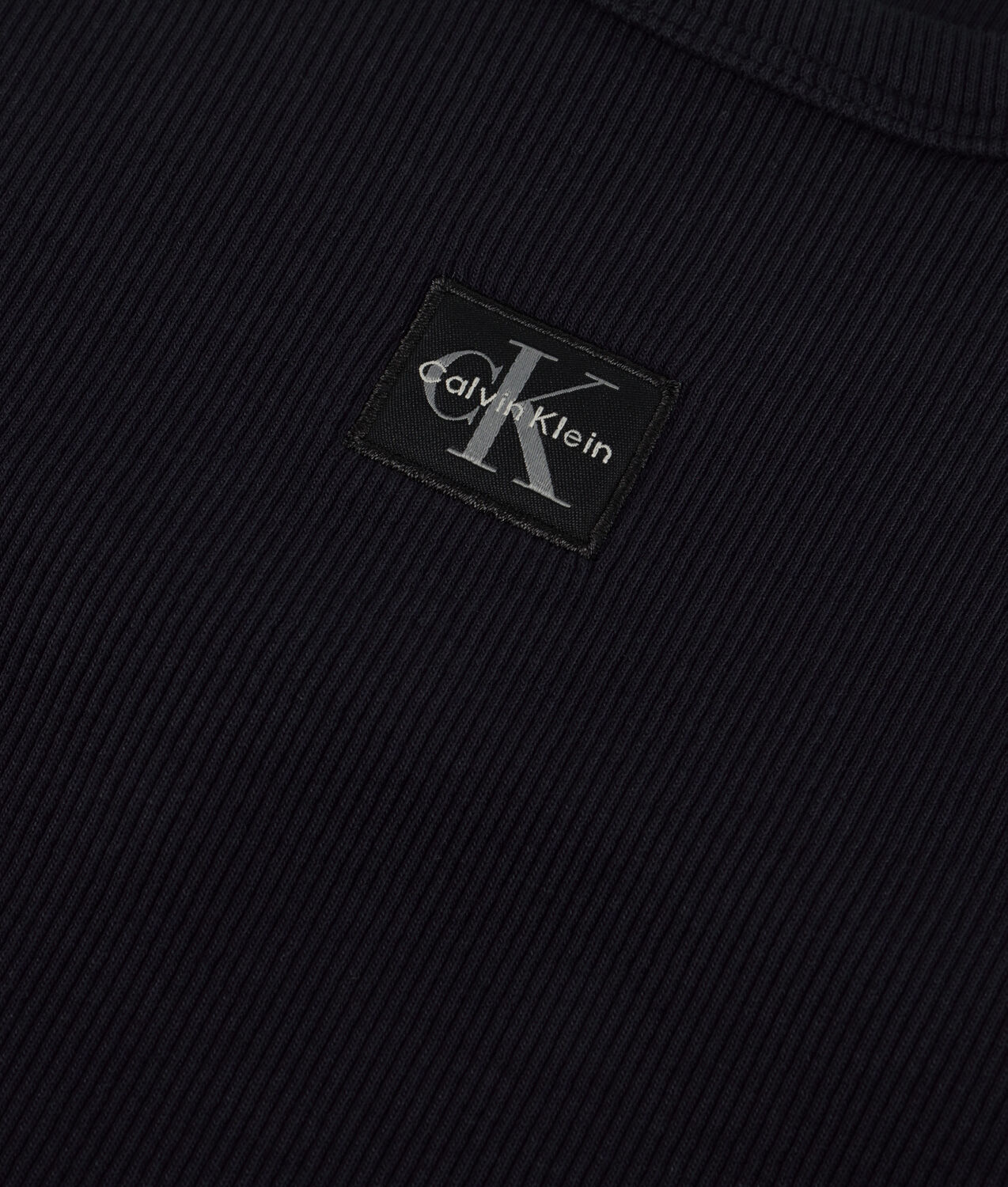 Schwarze CALVIN KLEIN Top WOVEN LABEL 2X2 BABY RIB TANK - large