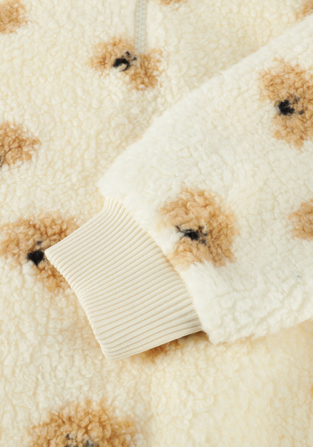 Creme Sproet & Sprout Pullover TEDDY MOCK ZIP DOG PRINT - large