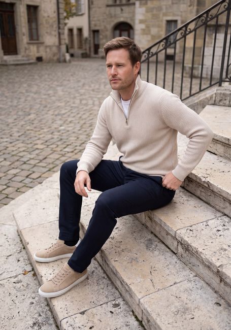 Creme PROFUOMO Pullover PULLOVER HALF ZIP HEAVY WOOL - large
