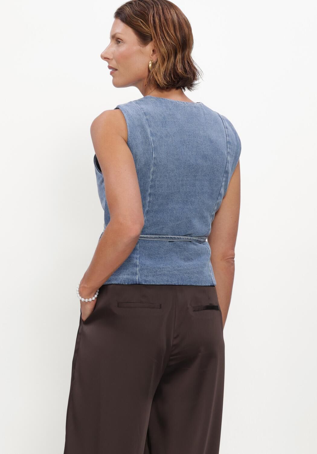 Blaue NEO NOIR Gilet SAMARA DENIM WAISTCOAT - large