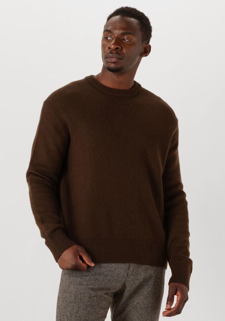 Braune SELECTED MEN Pullover SLHARNE LS KNIT RELAXED WOOL CREW NECK - large