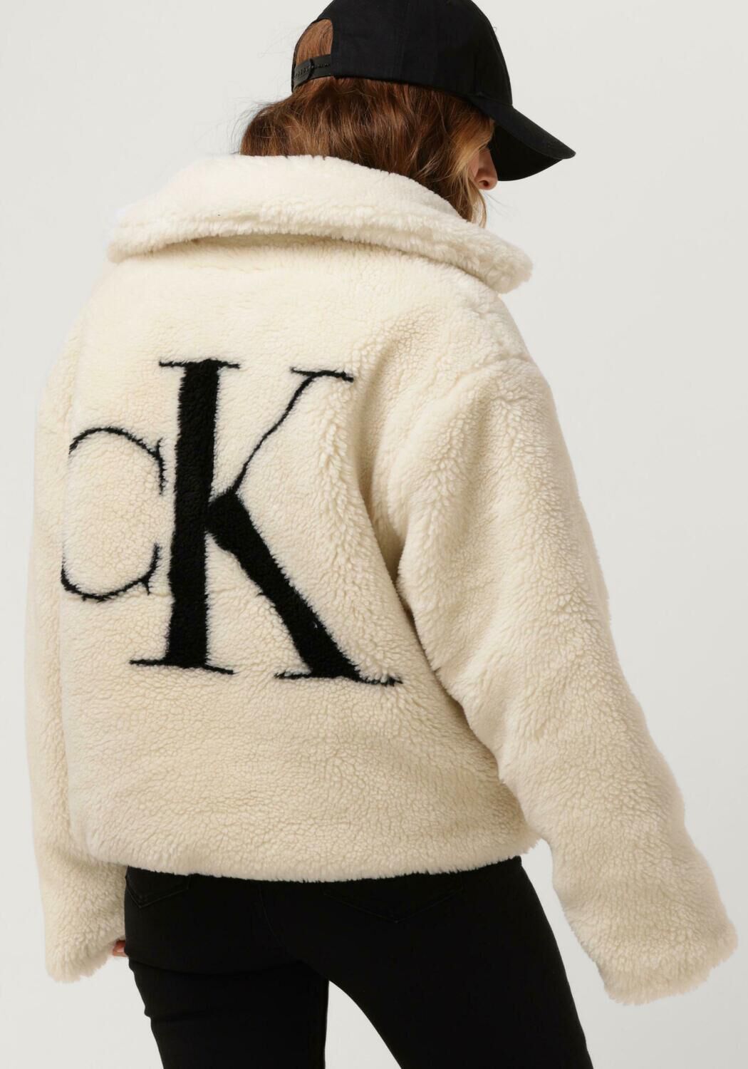 ecru calvin klein teddy jacke back ck sherpa short jacket