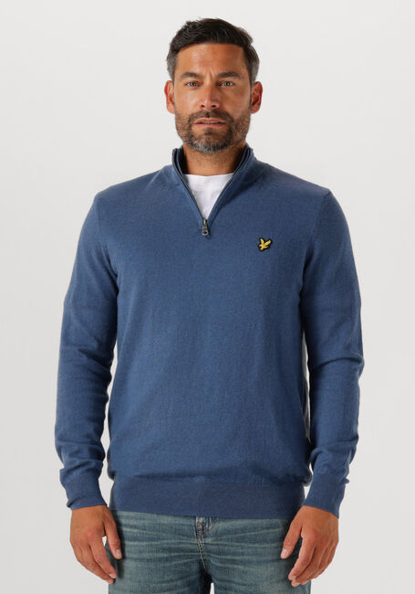 Blaue LYLE & SCOTT Pullover COTTON MERINO QUARTER ZIP JUMPER - large