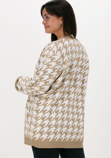 Camelfarbene RIANNE MEIJER x NA-KD Strickjacke HOUNDSTOOTH LONG CARDIGAN - large
